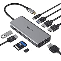 Docking Station, USB C Adapter, 9 in 1 Triple Display Multiport Dongle with 2 HDMI 4K, DisplayPort, 3 USB, 100W PD, SD/TF Card Reader for MacBook Pro Air Type C Laptops