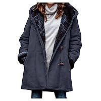 RMXEi Women's Casual Fashion Loose Solid Color Hat Plus Fleece Collar Pocket Jacket Winter
