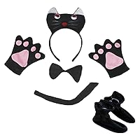 Petitebella 3D Black Cat Headband Bowtie Tail Gloves Shoes 5pc Children Costume (One Size)
