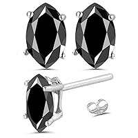 7.00 ct Black Round Real Moissanite Solitaire Stud Earrings
