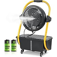 Geek Aire Battery Operated Misting Fan, 30000mAh Detachable Rechargeable Outdoor Floor Fan with 2.9 Gal Water Tank, Waterproof Battery Powered Camping Fan for Patio Travel, Camping Gear Accessories
