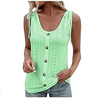 YUTANRAL Tank Top for Women Dressy Casual Summer Sleeveless Button Camisole Fashion Basic Cute Beach Vacation Tunic Outfits