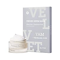 BLITHE Replenish & Repair Bundle Set for Sensitive Dry Skin - Korean Skin Soothing Duo Self Care Gifts for Women for Instant Hydration (Pressed Serum Velvet Yam, Velvet Yam Sheet Mask 5-Pack)