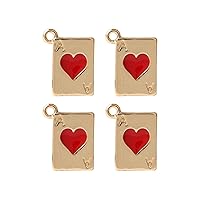 NBK A22-24-10 Playing Cards Heart Epoch Charm, Gold, W 0.5 x H 0.7 inches (13 x 17 mm), Pack of 10