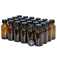 (24 Pack) 1 oz. Amber Boston Round with Black Poly Cone Cap