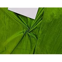 100% Pure Silk Dupioni Fabric neon Green x Black 54