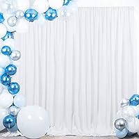 2 Panels White Backdrop Curtains 5ft x 8ft Polyester Photo Backdrop Drapes for Wedding Party Baby Shower Birthday Decorations