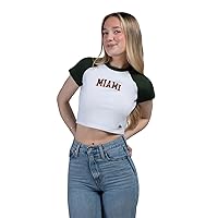 Hype & Vice Homerun Tee for Women - University of Miami Tank Top for Women, Crop T-Shirt, College Shirts for Game Days