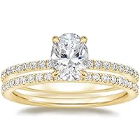 Oval Cut Moissanite Engagement Ring Set, 1ct, VVS1 Colorless Gemstone, Sterling Silver Band