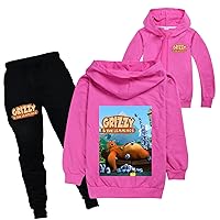 Child 2 Piece Casual Jogger Sets Grizzy and The Lemmings Hoodie and Sweatpants Tracksuits Full-zip Jackets and Hooded