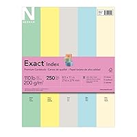 Exact - 48990 Index Cardstock Paper, 8-1/2 x 11 Inches, 110 lb, Assorted Colors, 250 Sheets - 1301581