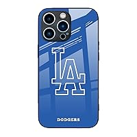 Compatible with iPhone 15 Pro Max 6.7 Inch Anti-Drop Shell Cover Pattern Non-Slip Glossy Glass Protective Cell Phone Case for LA Dodgers Fans