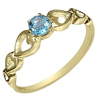 9k Yellow Gold Natural Blue Topaz Womens Solitaire Ring - Sizes 4 to 12 Available