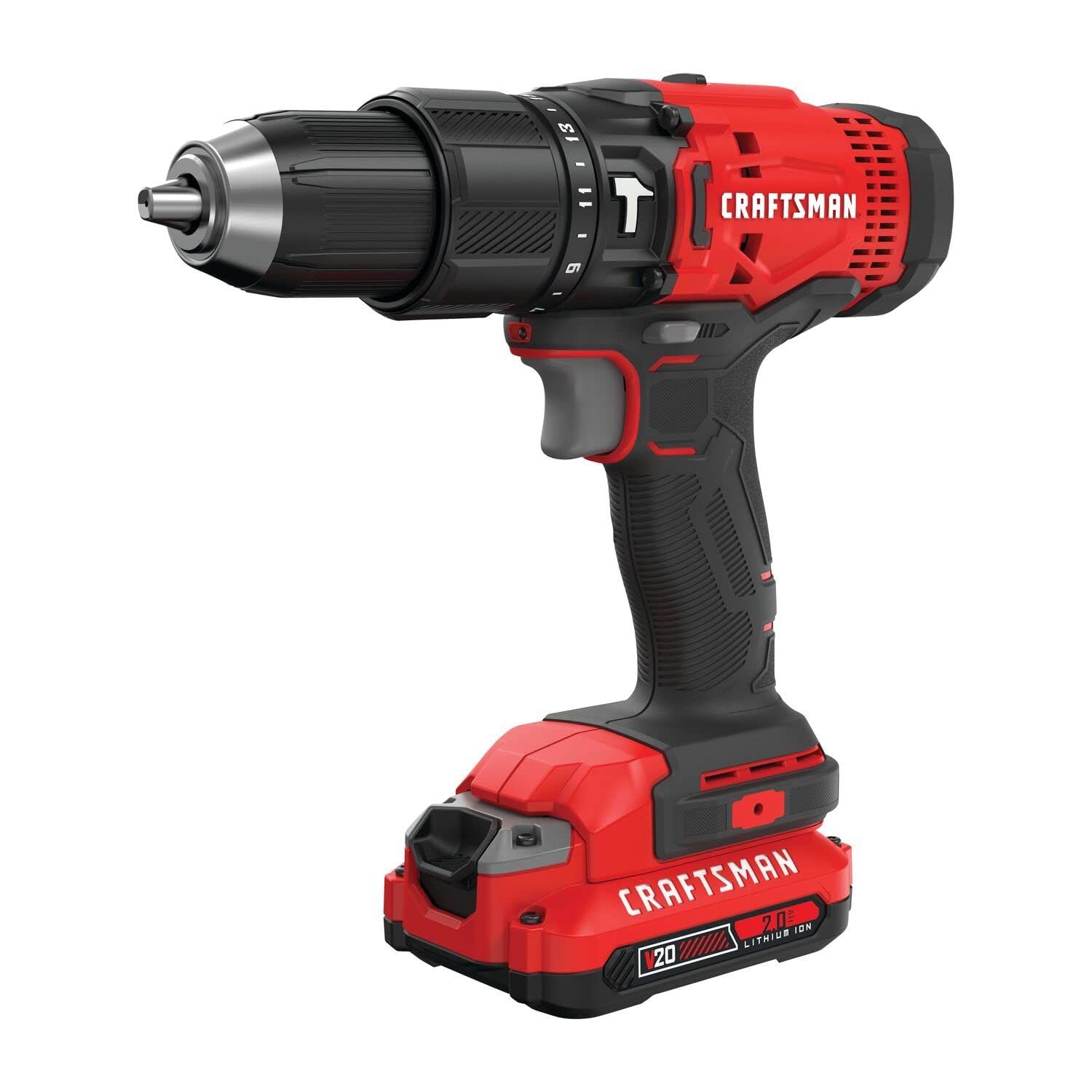 CRAFTSMAN V20 Cordless Hammer Drill, 1/2 inch, Battery & Charger Included (CMCD711D1)