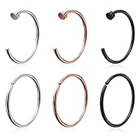 Yolev 6Pcs Fake Nose Rings Hoops Surgical Steel Simple Half Hoop Nose Ring Nose Septum Eyebrow Lip Ear Body Piercing for Faux Lip Septum Nose Ring Set