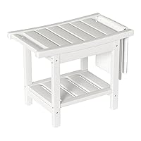Zoopolyn HDPE Shower Benches 24 x 13 Inch Waterproof Chair with Storage Shelf Poly Stool Seat Inside Spa Indoor and Outdoor Use White