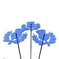 Suncatcher Garden Ornaments Scottish Thistle, Set of 3 Large Decorative Garden Stakes, Outdoor Yard Accessory, Great Gardeners Gift, Colour:Blue