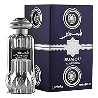 Lattafa Sumou Platinum Eau de Parfum Spray for Unisex, 3.4 Ounce