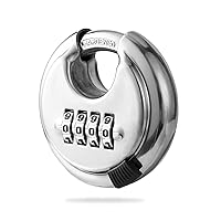 Round Combination Lock, Uncuttable Combination Disc Padlock, 3/8 Inch Shackle Outdoor Combo Lock Discus Pad Lock for Storage Unit, Garages, Fences (1 Pack)