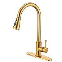Gold Kitchen Faucets with Pull Down Sprayer, Stainless Steel Kitchen Sink Faucet with Pull Out Sprayer for Farmhouse Camper Laundry Rv Bar