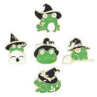 5pcs Frog Brooch Corsage Ornament Enamel Pin Badges Lovely Frog Pins for Backpacks Animal Enamel Pin Vintage Backpack Halloween Decor Accessories Alloy Skeleton Student