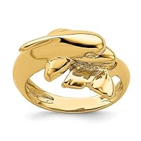 14k Gold Dolphin Ring With Nose Over Tail High Polish Size 7 Jewelry Gifts for Women