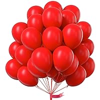 PartyWoo Red Balloons, 100 pcs 12 Inch Matte Red Balloons, Red Latex Balloons for Balloon Garland or Balloon Arch as Birthday Party Decorations, Wedding Decorations, Baby Shower Decorations, Red-Y57