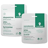 Serotonin and Dopamine Supplements |Mood Support & Motivation Supplements | 5HTP 100mg Tablets + l tyrosine 800mg Capsules | Nootropic Brain Booster | Vegan