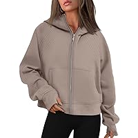 WYNNQUE Womens Zip Up Cropped Hoodies Fleece Full Zipper Sweatshirts Pullover Winter Clothes Sweater with Pocket