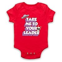 Unisex-Babys' Take Me to Your Leader Funny Sci Fi Slogan Baby Grow