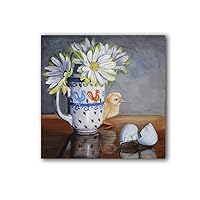 Polish Pottery Mug Wall Decor Still Life Wall Art Print, Chicken Decor Farmhouse Rooster Kitchen, Size Mat Option