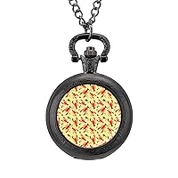 Lobster and Lemon Custom Pocket Watch Vintage Quartz Watches with Chain Birthday Gift for Women Men