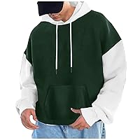 Long Sleeve Hoodies,Plus Size Pullover Hoodie Colorblock Loose Fit Sweatshirt For Men 2023 Fall Drawstring Sportwear