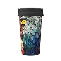 500ml Insulated Coffee Mug Mosaic Collage Travel Coffee Mug Stainless Steel Vacuum Insulated Coffee Tumbler Cup for Keep Hot Cold Drinks Gifts for Men Women