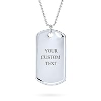 Personalized Traditional Mens Medium, Large X-large Army Identification Military Dog Tag Pendant Necklace For Men Teens .925 Sterling Silver Long Bead Ball Chain18,20 24 Inch Customizable