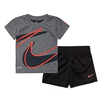 Nike Baby Boys' Dri-Fit 2-Piece Shorts Set Outfit - Black(76E526-023)/Red, 24 Months
