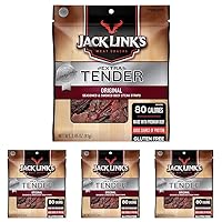 Jack Link's Extra Tender Beef Jerky Steak Strips,Original,2.85 oz-Flavorful Meat Snack,10g of Protein and 80 Calories,Made with Premium Beef-Gluten Free and No Added MSG or Nitrates/Nitrites