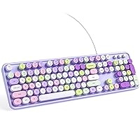 KNOWSQT Wired Computer Keyboard - Purple Colorful Full-Size Round Keycaps Typewriter Keyboards for Windows, Laptop, PC, Desktop, Mac