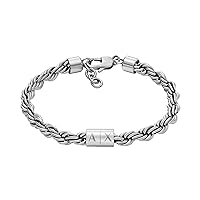 Armani Exchange Men's Silver Stainless Steel Chain Bracelet (Model: AXG0123040)