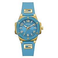 GUESS Ladies 38mm Watch - Turquoise Strap Turquoise Dial Two-Tone Case
