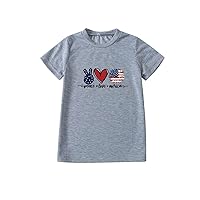 Girls Independence Day Shirt Kids Tops Breathable Blouses Soft Casual Tees Graphic T Shirts Short Sleeve Tee
