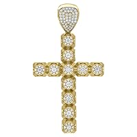 10k Yellow Gold Mens Women Cubic Zirconia CZ Cross Religious Charm Pendant Necklace Measures 64.7x35.80mm W Jewelry for Men