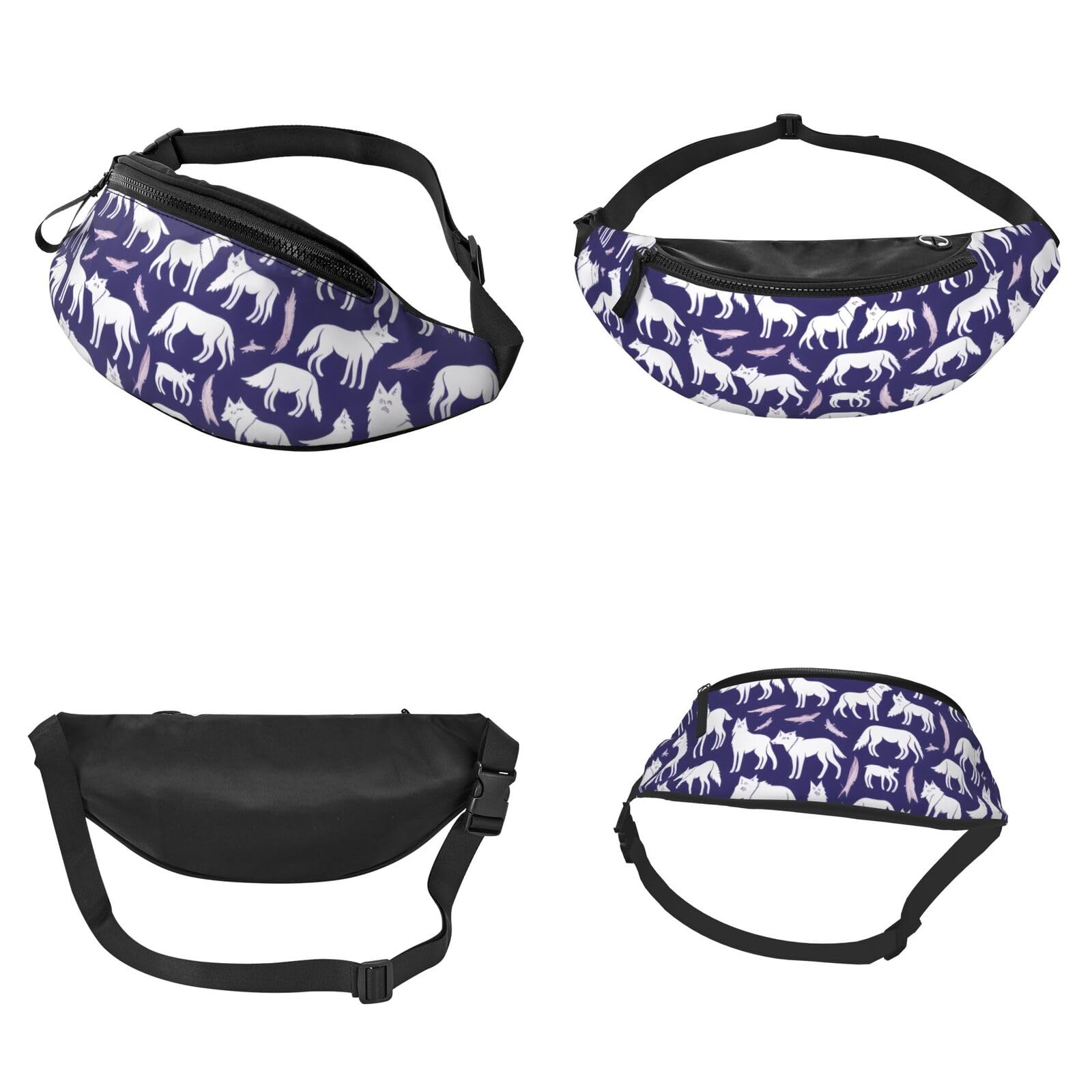 Wolf Pattern Fanny Pack For Women And Men Fashion Waist Bag With Adjustable Strap For Hiking Running Cycling