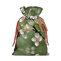 GeRRiT Spring Dogwood Blossoms Print Christmas Drawstring Candy Gift Bags,Goody Bags,For Xmas Holiday Presents Party Favor