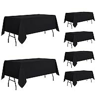 sancua 6 Pack Black Tablecloth 60 x 84 Inch, Rectangle Table Cloth for 4ft Table - Stain and Wrinkle Resistant Washable Polyester Table Cover for Dining Wedding Banquet Party Buffet Restaurant