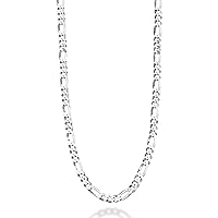 Miabella 925 Sterling Silver Italian 5mm Diamond-Cut Figaro Link Chain Necklace for Women Men, Made in Italy