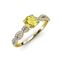 Yellow Sapphire and Diamond Infinity Engagement Ring 1.58 ct tw in 14K Yellow Gold