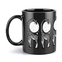 Funny Giraffe Eating Novelty Coffee Mug 12 Oz with Handle Tea Cup Gift for Men Women Office Work Black