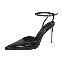 Women's Snakeskin Stiletto 4in Heel Slingbacks Sandals Ankle Strap Pumps