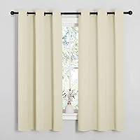NICETOWN Kitchen Curtains for Decoration, Thermal Insulated Grommet Room Darkening Draperies/Panels for Laundry (Beige, 2 Panels, W42 x L63 inches)